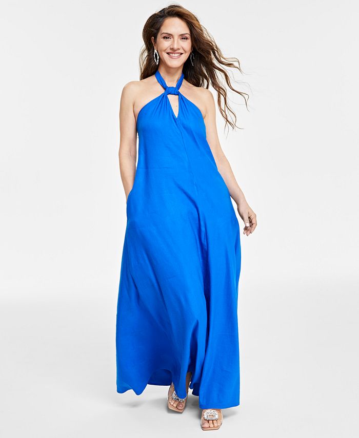 Women's Linen Halter-Neck Maxi Dress, Created for Macy's