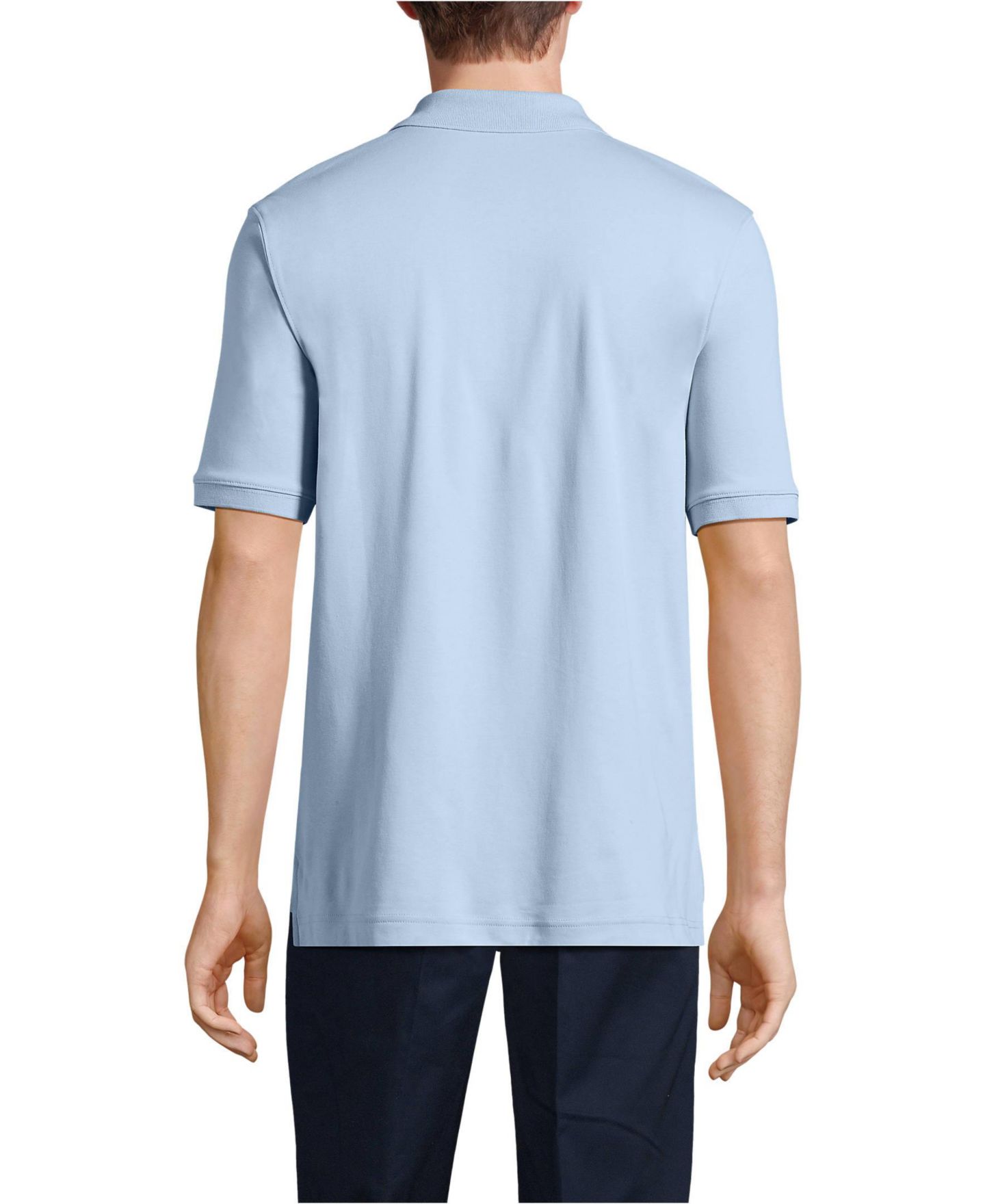 Мужское поло Lands' End Short Sleeve Interlock Polo Shirt, цвет: Синий — фото 6