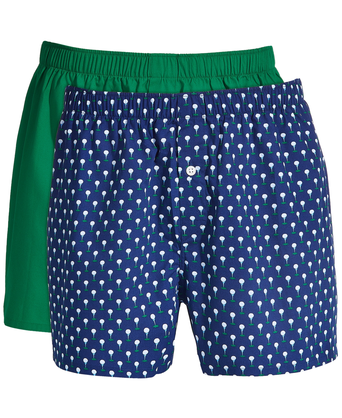 Men's 2-Pk. Regular-Fit Cotton Boxers, Created for Macy's - Verbrant Green