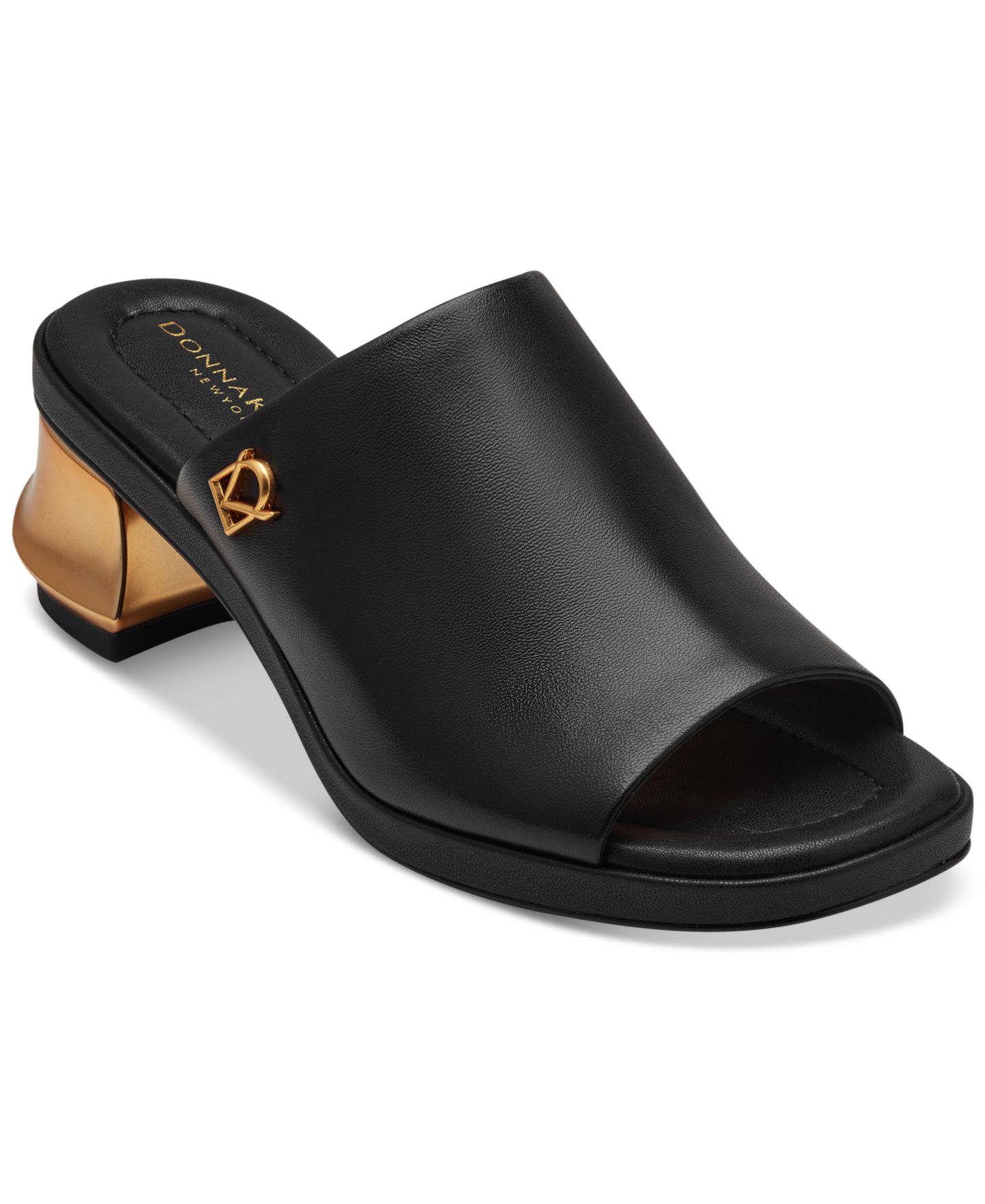 Женские сабо Donna Karan New York Tinley Leather Peep Toe Mules, цвет: Чёрный — фото 1
