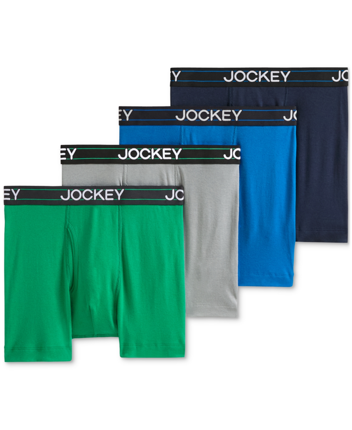 Shop Jockey Men's  Lightweight Cotton Blend 5" Boxer Briefs, Pack Of 4 In Just Past Midnight,shamrock Green,quartz