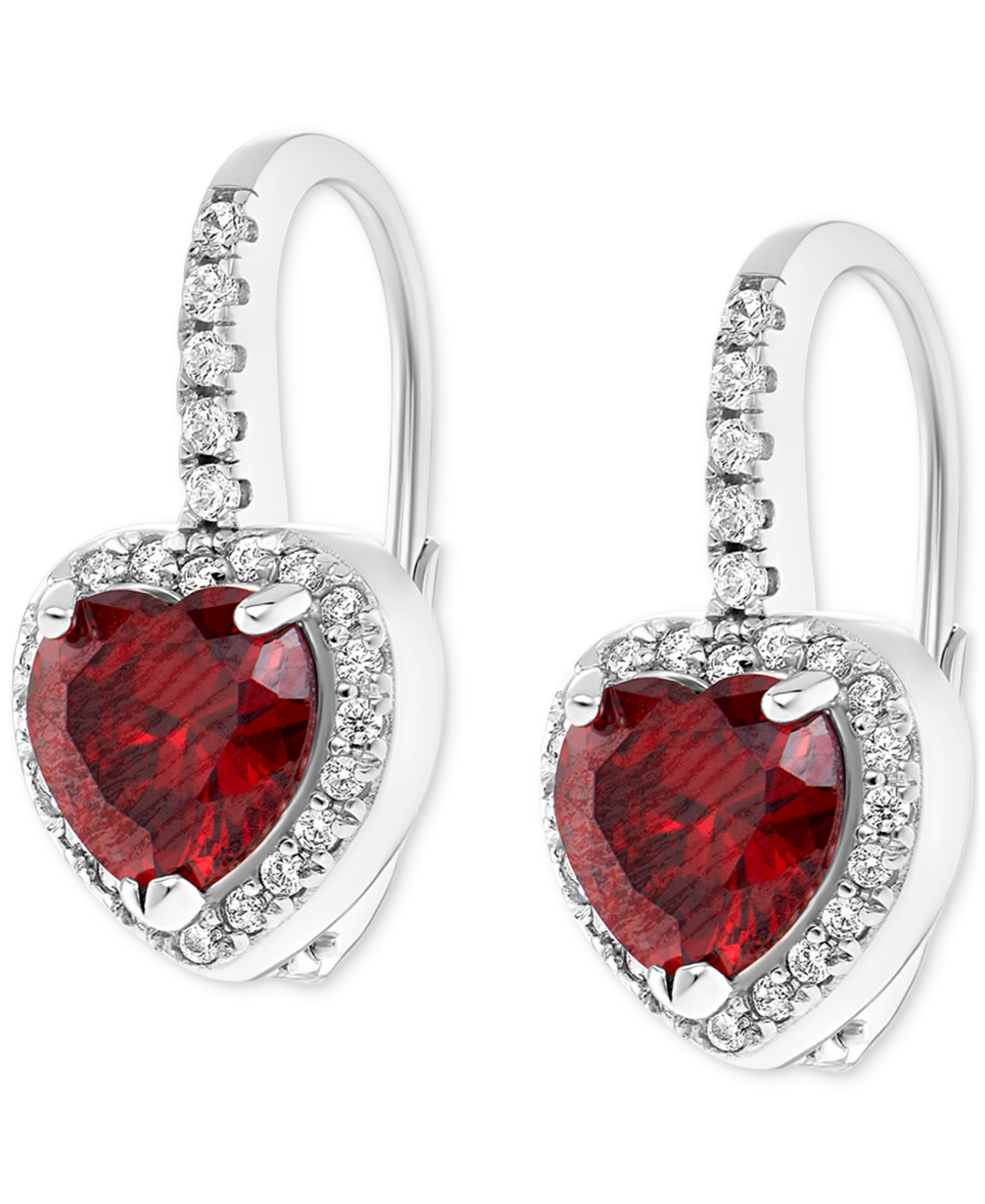 Giani Bernini Cubic Zirconia Heart Halo Leverback Earrings in Sterling Silver, Created for Macy's
