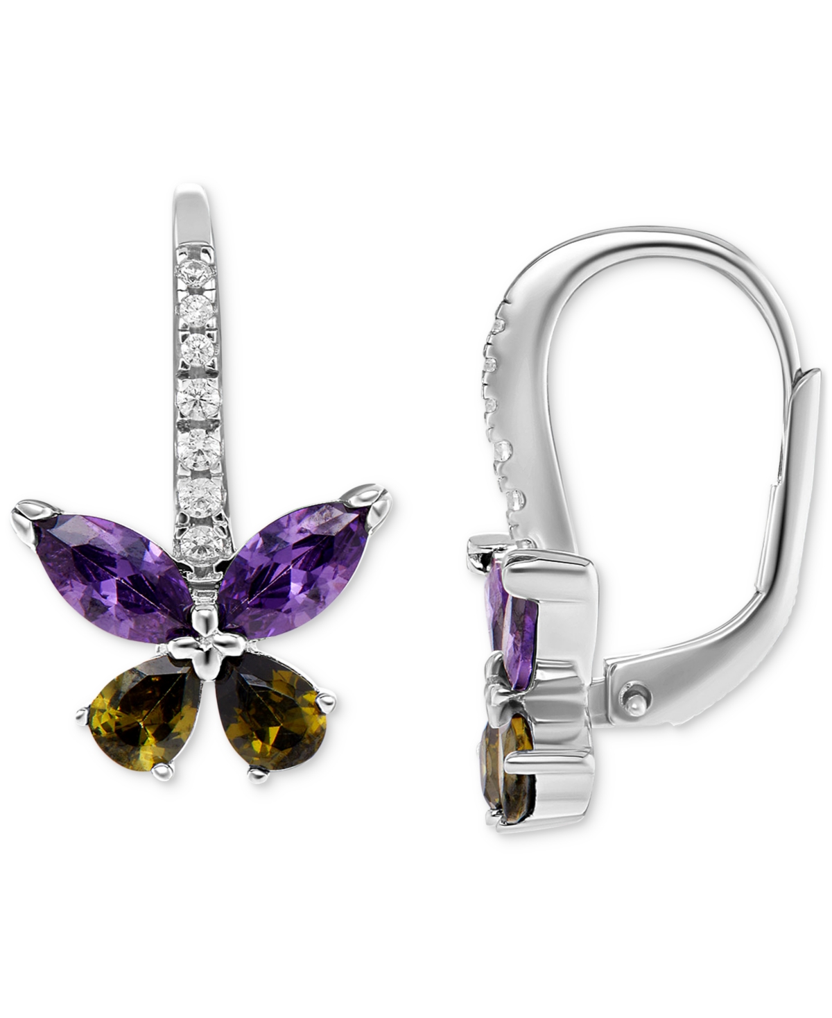 Shop Giani Bernini Cubic Zirconia Multicolor Butterfly Leverback Earrings In Sterling Silver, Created For Macy's In Purple