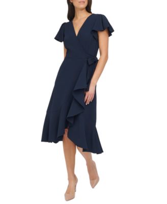 Tommy Hilfiger - Women's Flutter-Sleeve Ruffle-Hem Dress