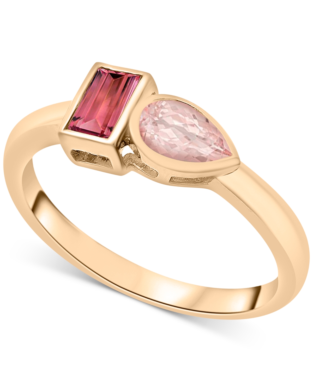 Shop Audrey By Aurate Peridot (3/8 Ct. T.w.) & Green Tourmaline Ring (1/3 Ct. T.w.) Bezel Ring In Gold Vermeil, (also Avai In Morganite  Pink Topaz