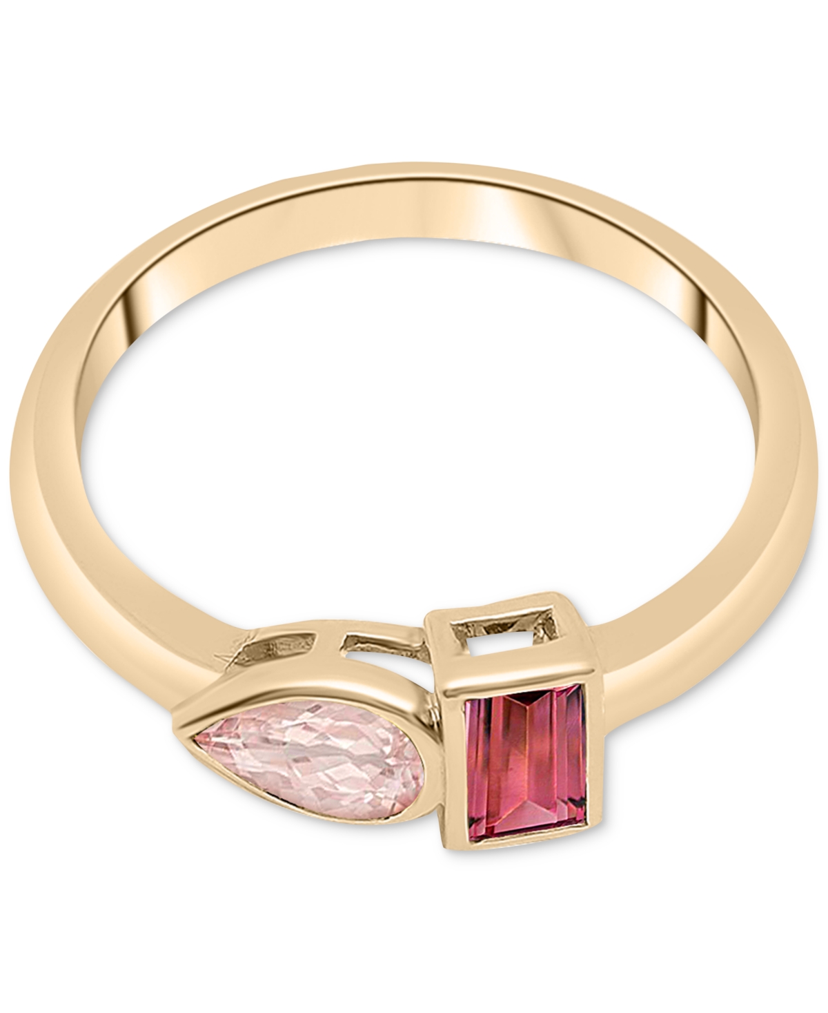 Audrey by Aurate Peridot (3/8 ct. t.w.) & Green Tourmaline Ring (1/3 ct. t.w.) Bezel Ring in Gold Vermeil, (Also available in Morganite & Pink Topaz)