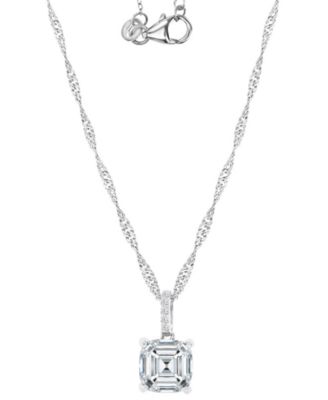 Macy's - Cubic Zirconia Cushion-Cut Solitaire Pendant Necklace, 18" + 2" extender