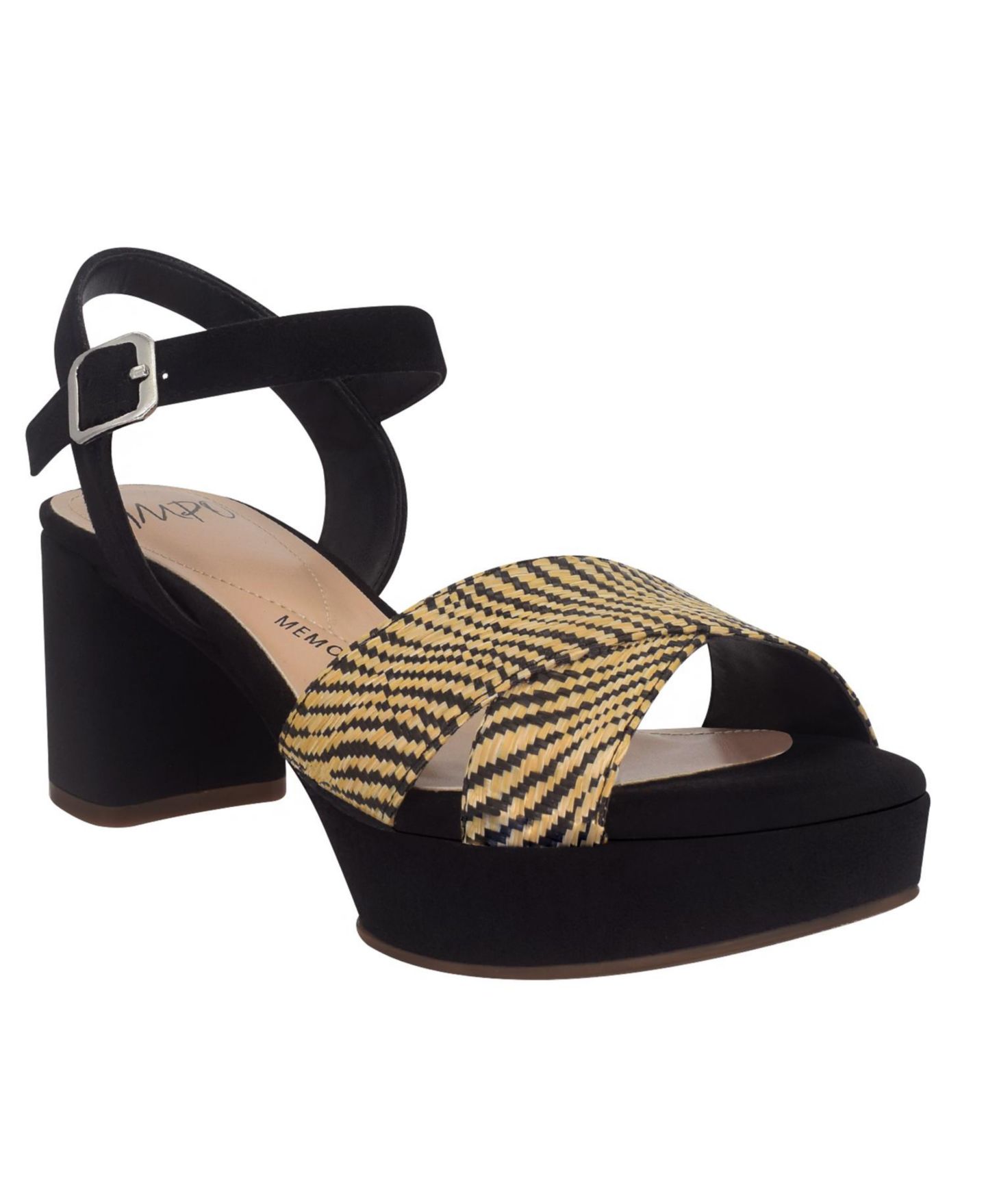 Женские сандалии Impo Nicolette Platform Block Heel, цвет: Натуральный / Чёрный — фото 1