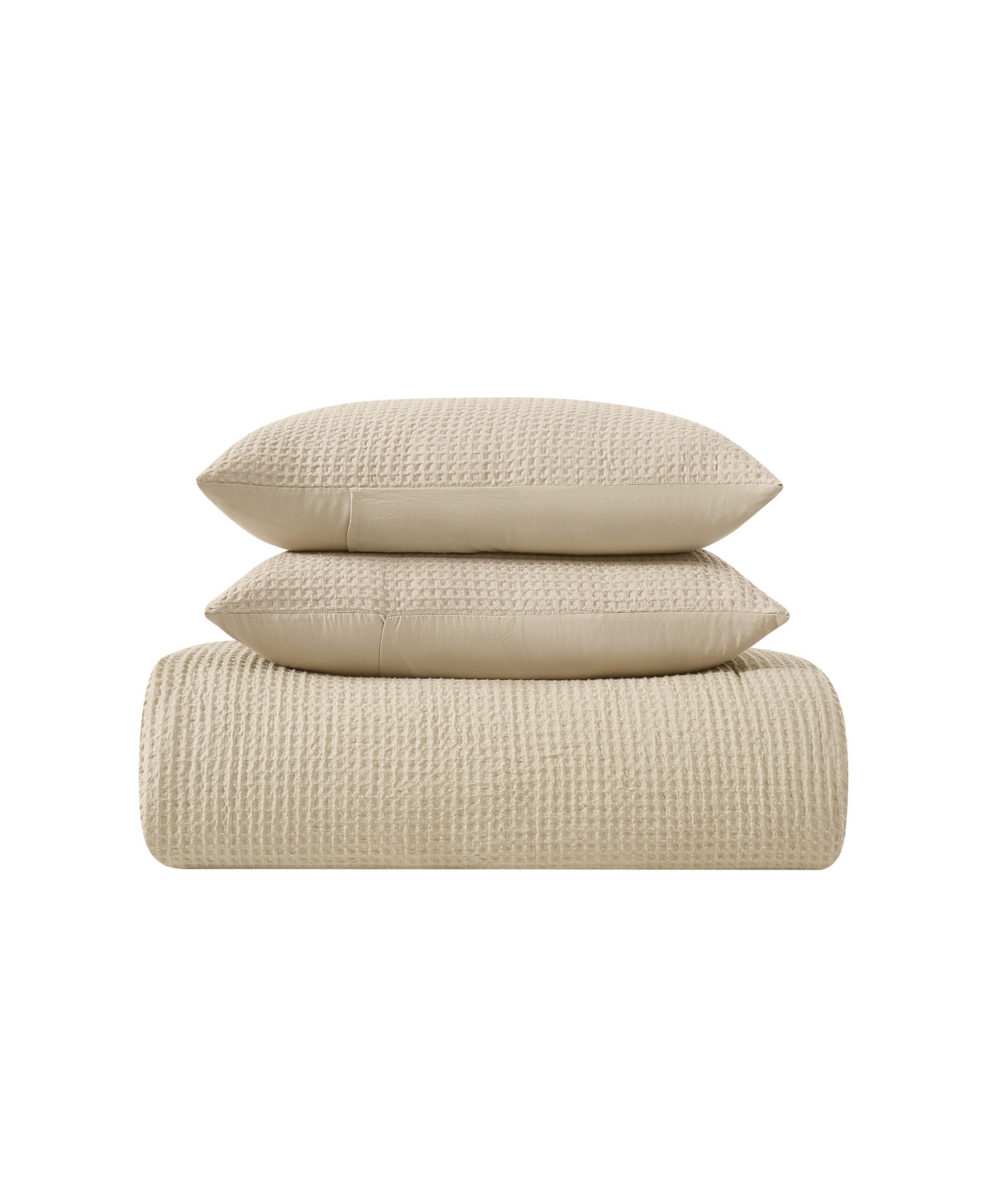 Truly Soft Textured Waffle 3 Piece Comforter Set, Full/Queen