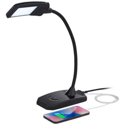 Ricky Modern Desk Lamp 13 3/4" High Black with USB Charging Port LED Gooseneck Touch On Off Dimmer for Bedroom Bedside Office House Desk
