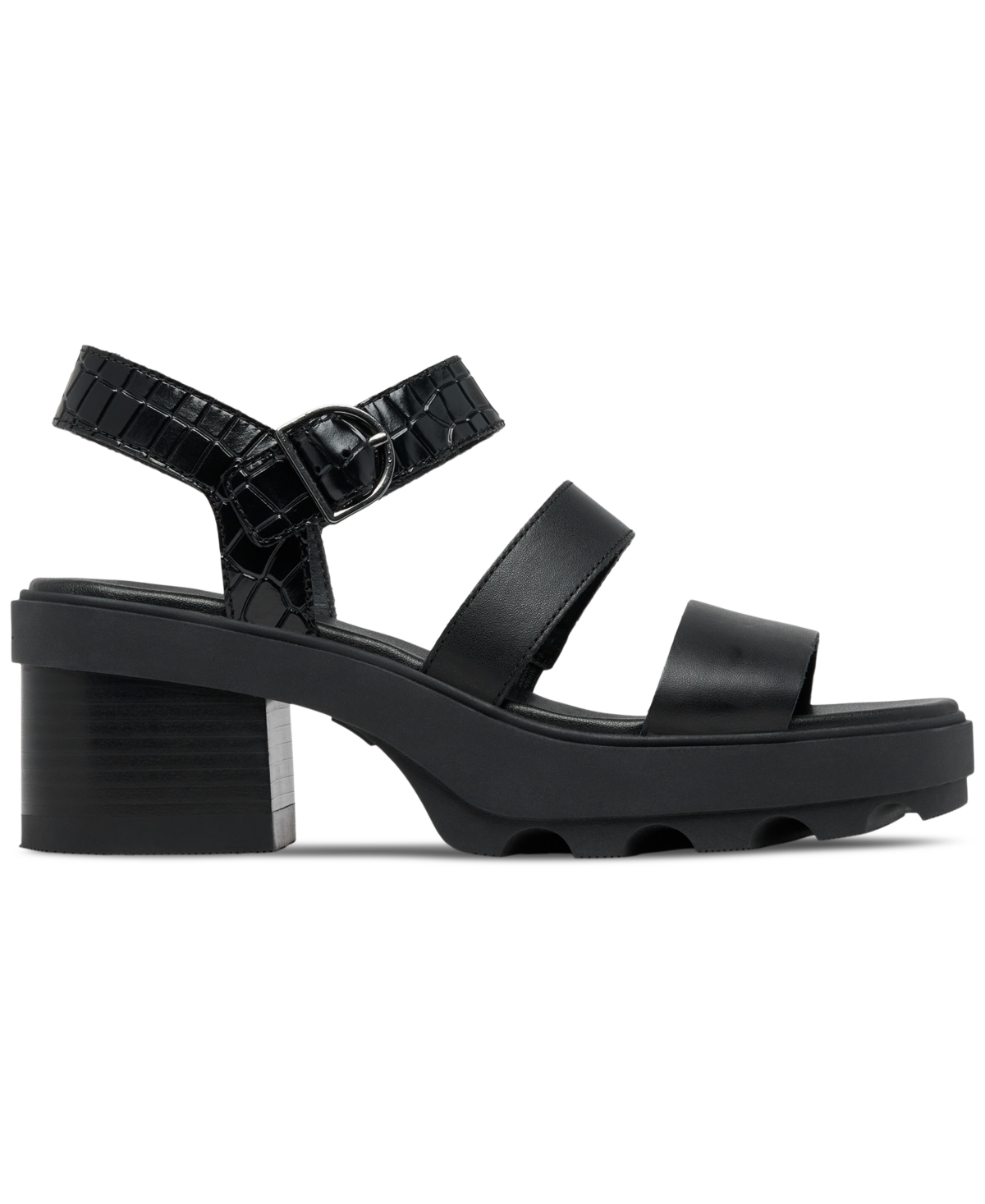 Shop Sorel Women's Joanie Block-heel Lug-sole Sandals In Black,black
