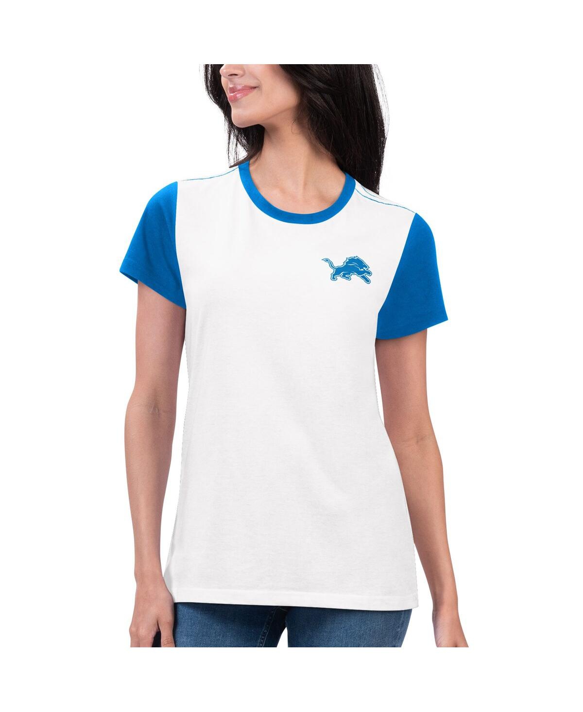 Women's G-iii 4Her by Carl Banks White, Blue Detroit Lions Fashion Illustration T-shirt - White, Blue