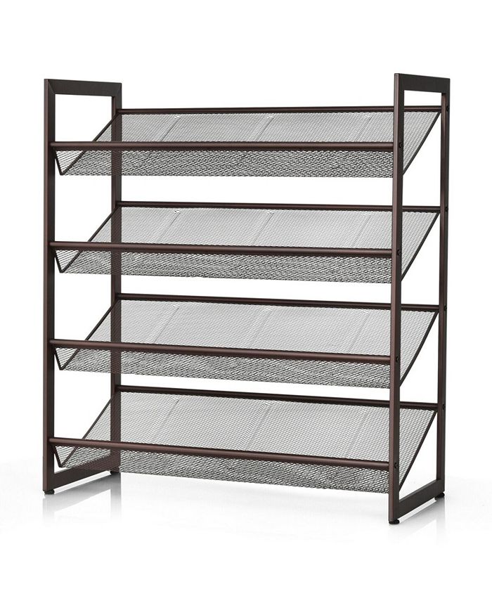 Slickblue Flat and Slant Metal Shoe Rack for Entryway Hallway4Tier