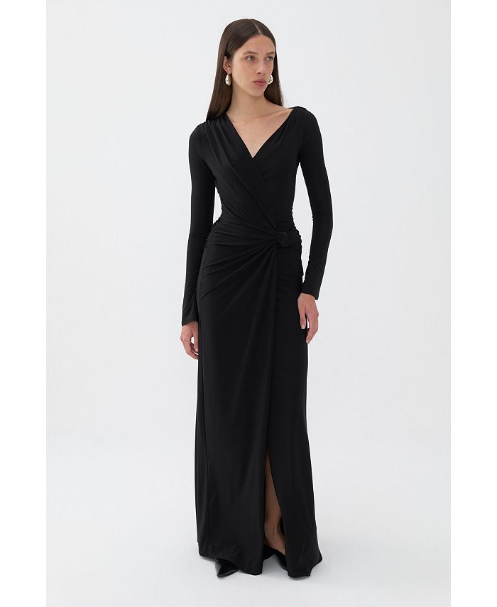 NOCTURNE Women's Draped Long Dress - Macy's