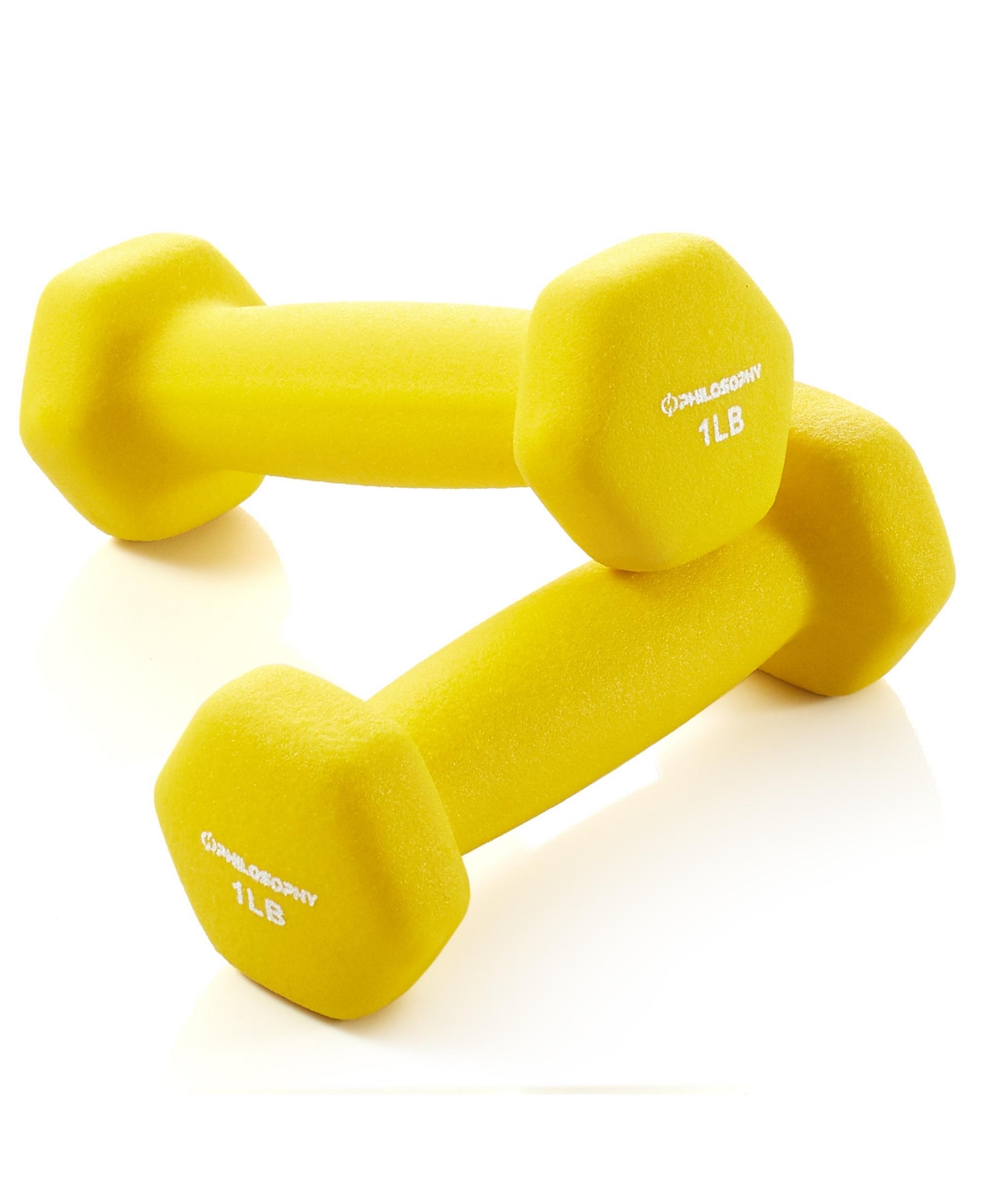 Neoprene Dumbbell Hexagon Hand Weights, 1 lb Pair - 2 lb Total - Yellow