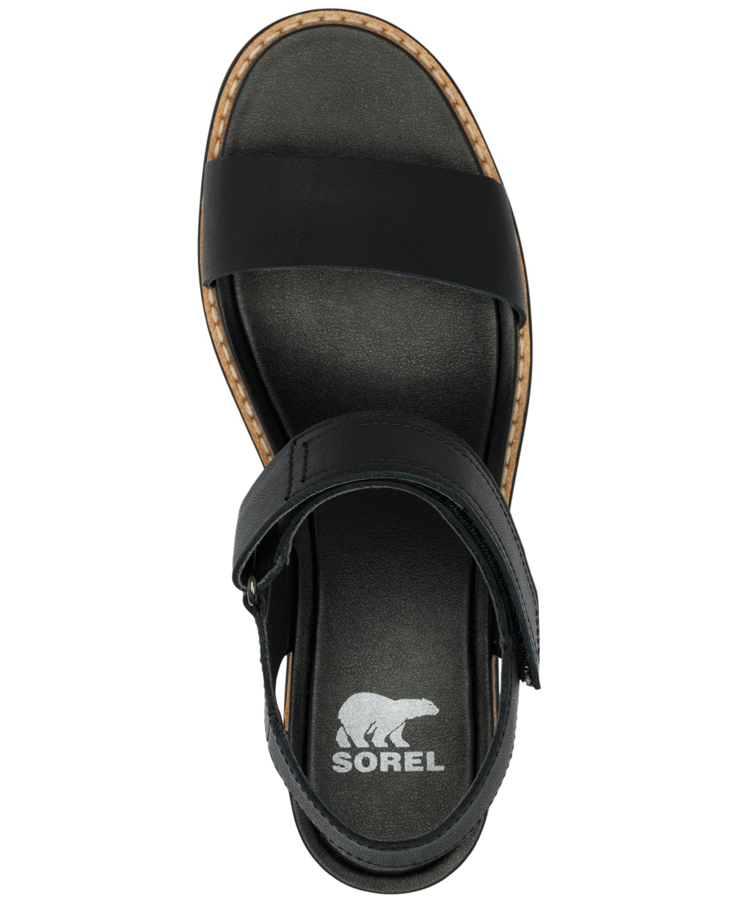 Женские сандалии Sorel Joanie IV Y-Strap Wedge, цвет: Чёрный / Морская соль — фото 4