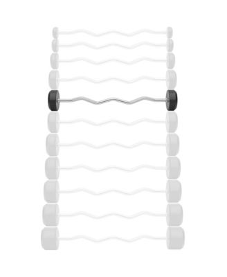 Rubber Fixed Barbell, 50 LB Pre-Loaded Weight EZ Curl Bar for Strength Training & Weightlifting