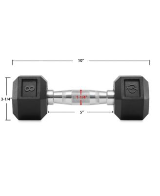 Rubber Coated Hex Dumbbell Hand Weights, 8 lb Pair