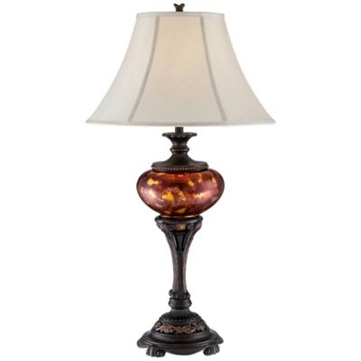 Liam Traditional Table Lamp 38" Tall Florentine Bronze Metal Urn Tortoise Shell Glass Bell Shade for Bedroom Living Room Bedside Office