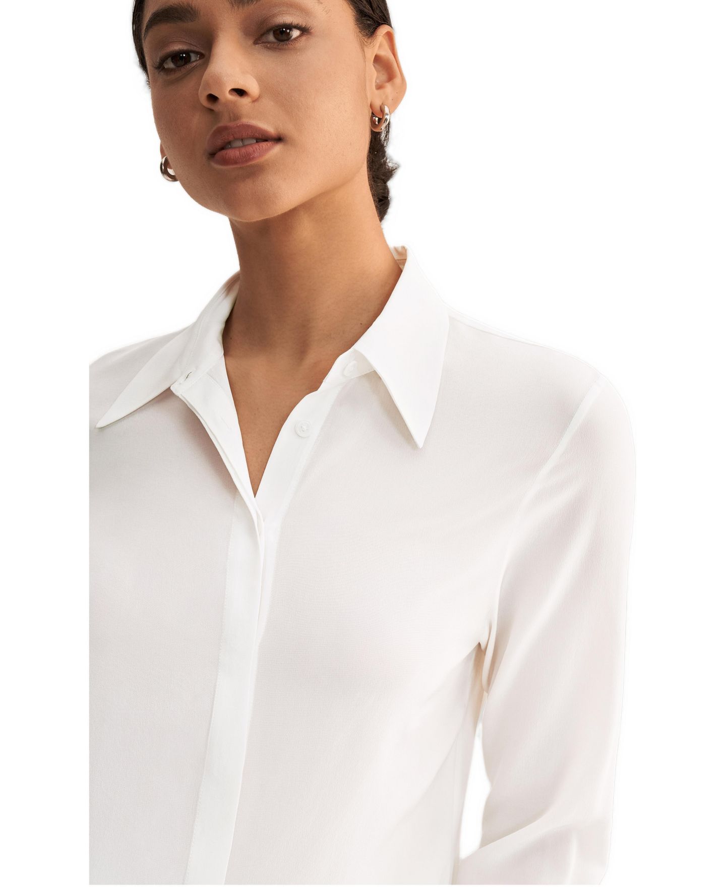 Женская рубашка LILYSILK Wrinkle Free Basic Silk, цвет: Натуральный белый — фото 3