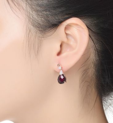 Sterling Silver 18K Rose Gold Plated with Colored Cubic Zirconia Drop Earring