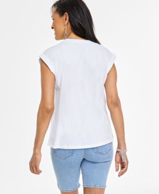 Women's Embellished Cotton Top, PXS-3X, Created for Macy's