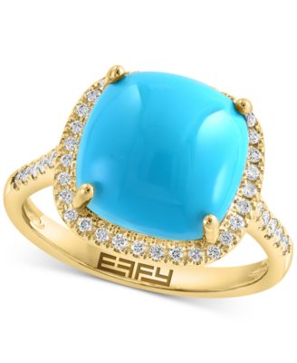 EFFY&reg; Turquoise & Diamond (1/4 ct. t.w.) Halo Ring in 14k Gold