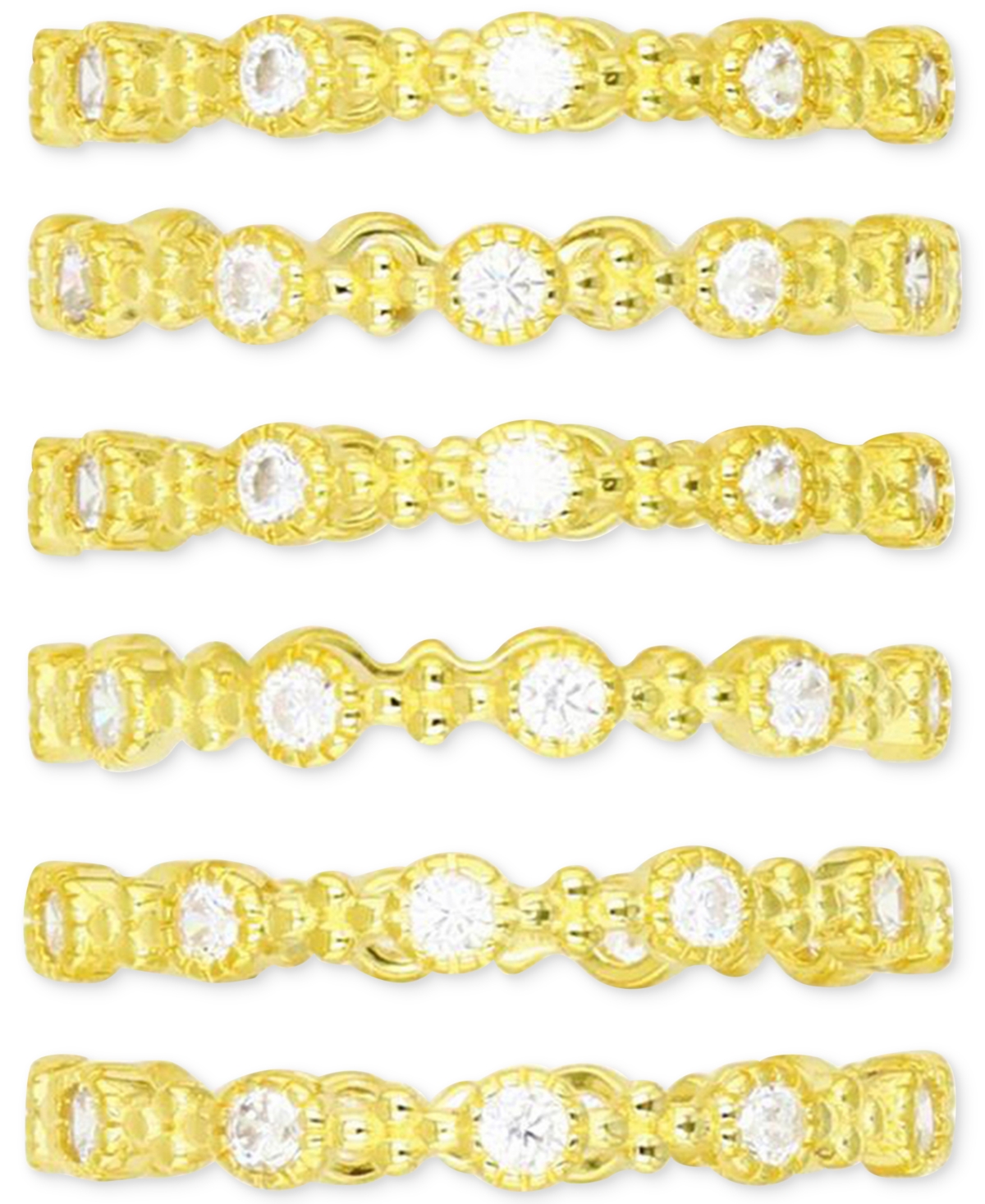 Shop Macy's 6-pc. Set Cubic Zirconia Stack Rings In 14k Gold-plated Sterling Silver