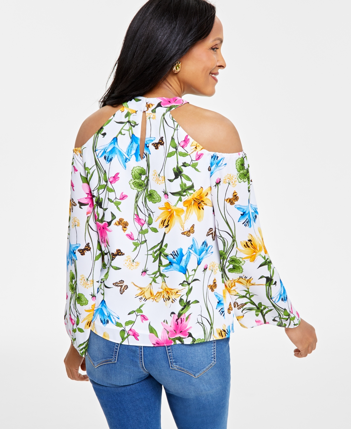 I.n.c. International Concepts Women's Floral-Print Halter Blouse, Created for Macy's
