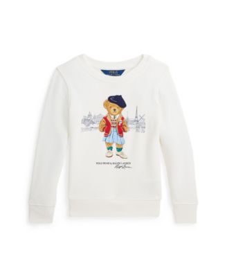 폴로 랄프로렌 Polo Ralph Lauren Toddler and Little Girls Polo Bear Paris Terry Crewneck Sweatshirt,Deck Wash White