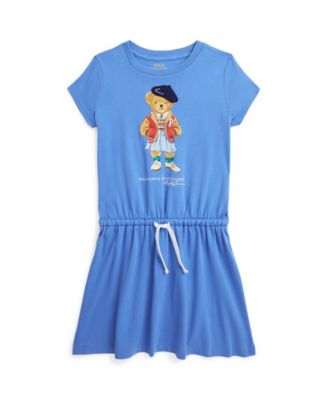 폴로 랄프로렌 Polo Ralph Lauren Toddler and Little Girls Polo Bear Cotton Jersey Dress,New England Blue