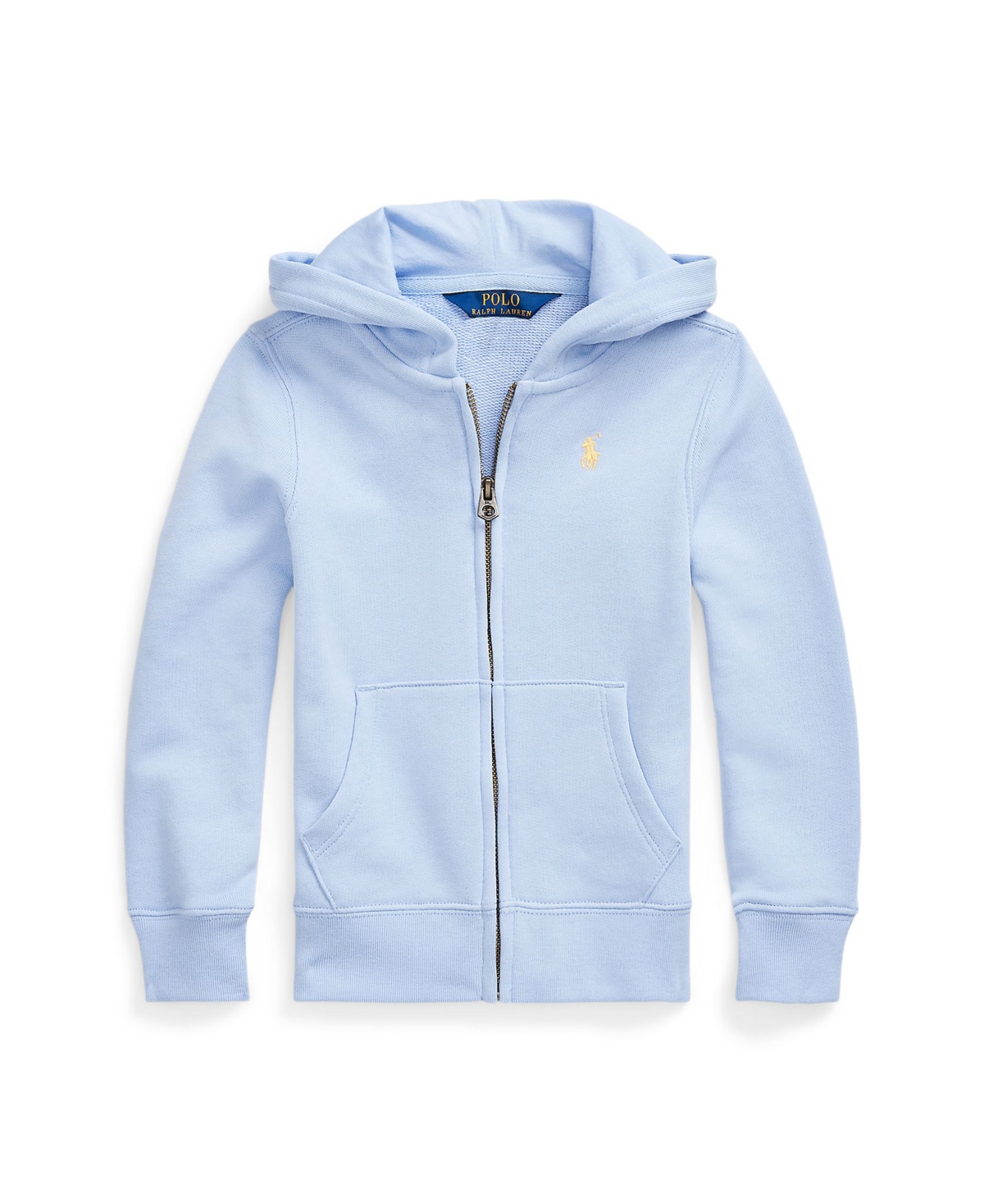Shop Polo Ralph Lauren Toddler And Little Girls Terry Full-zip Hoodie In Blue Hyacinth With Corn Yellow