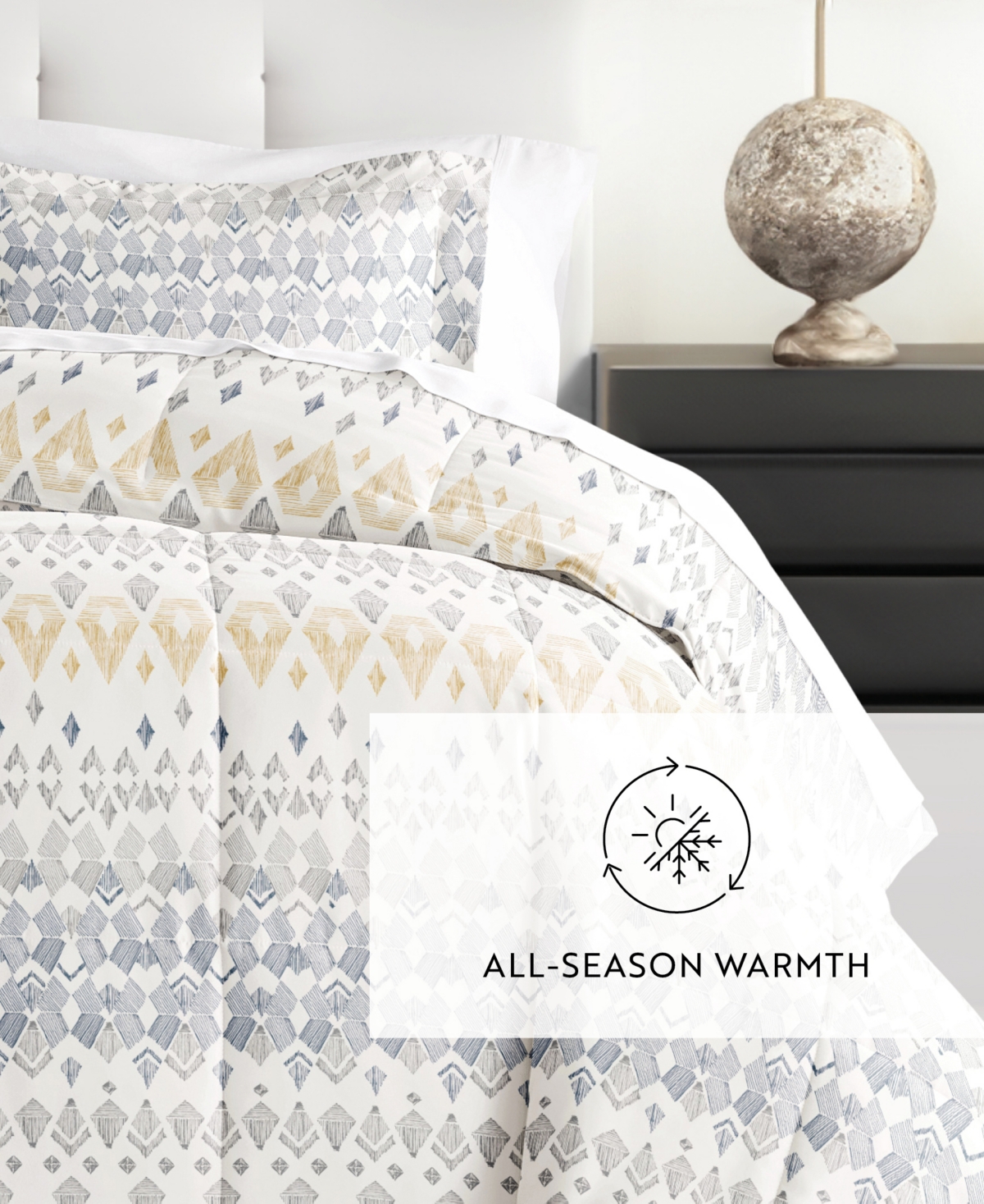 Ienjoy Home Mayan Stamp 3-piece Comforter Set, King/california King In Gray