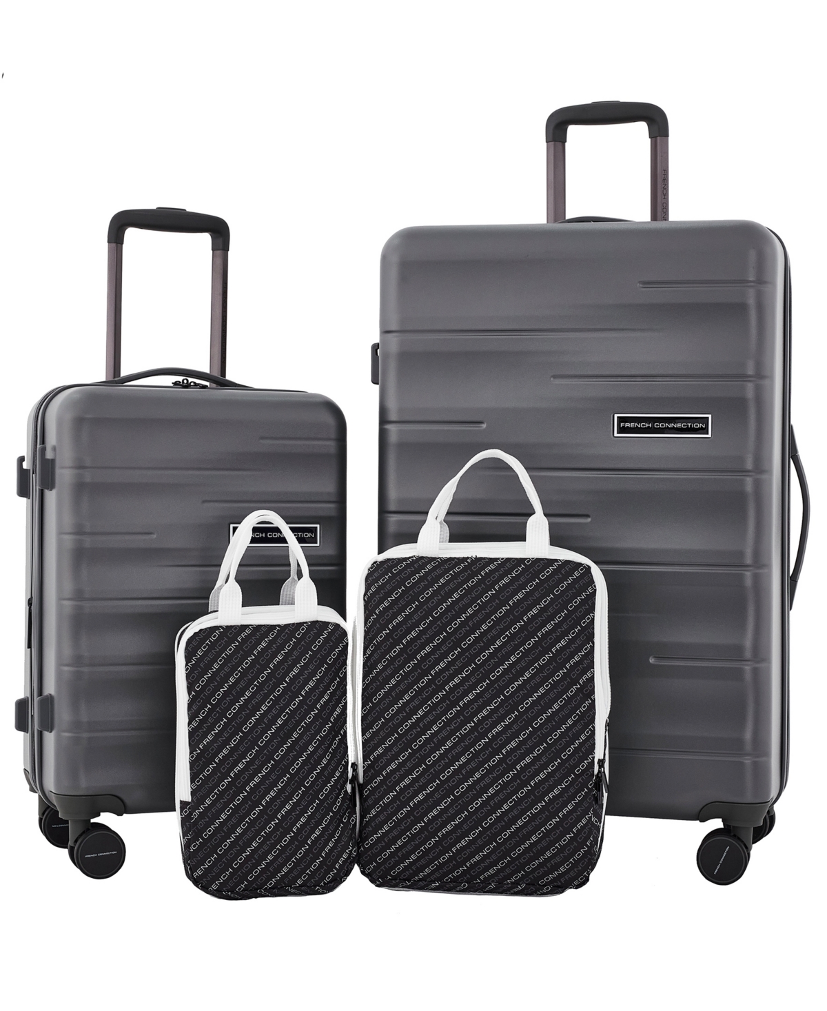 Travelers Club French Connection 4pc Expandable Rolling Hardside Luggage Set In Gunmetal Matte
