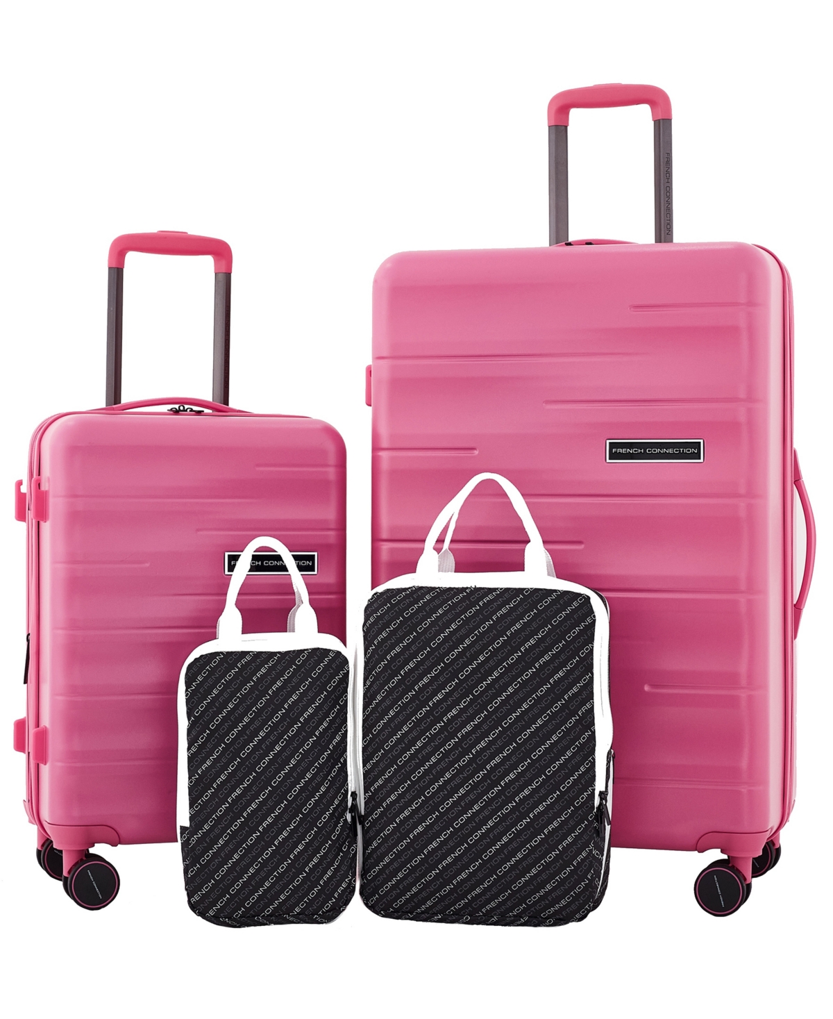 Travelers Club French Connection 4pc Expandable Rolling Hardside Luggage Set In Aurora Pink