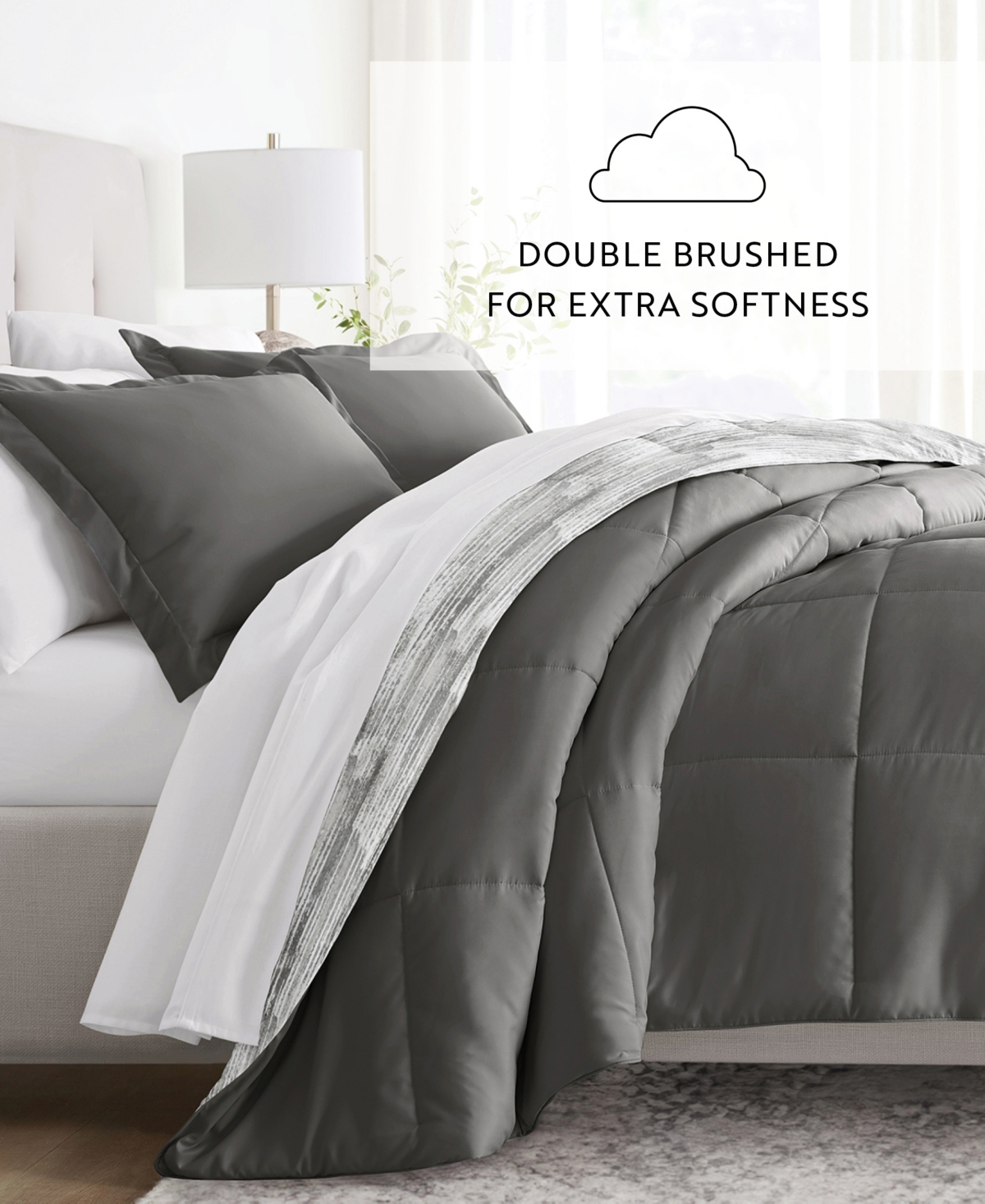 Ienjoy Home Textured Stripe 3-piece Comforter Set, Full/queen In Gray