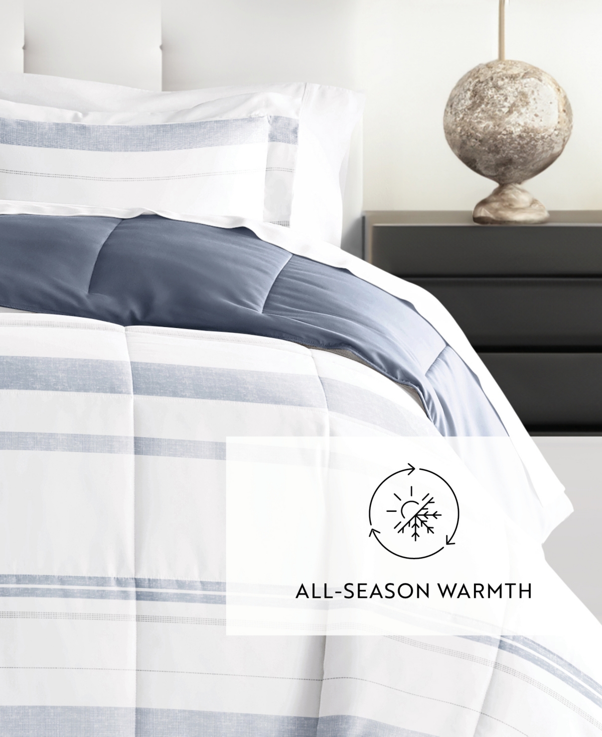 ienjoy Home Stitched Stripe 2-Piece Comforter Set, Twin/Twin Xl