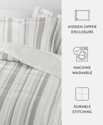 Vertical Stripe 3-Piece Comforter Set, Full/Queen