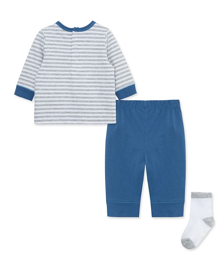 Little Me Baby Boys Trucks Shirt, Jogger Pants and Socks, 3 Piece Set ...