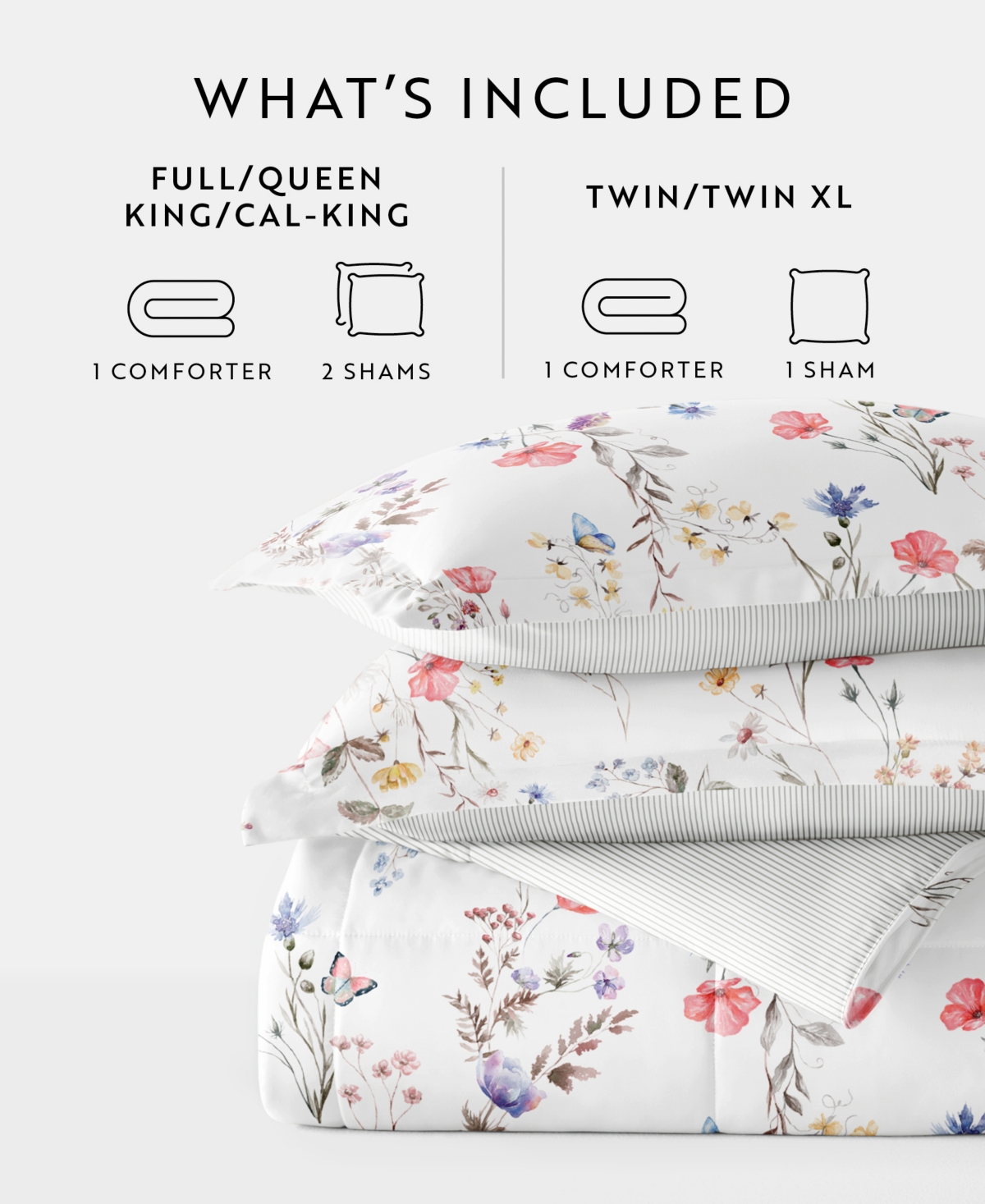 Ienjoy Home Meadow Floral Stripe 3-piece Comforter Set, King/california King In Pink
