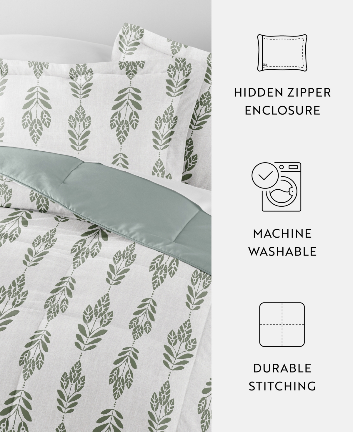 Ienjoy Home Folk Leaves 2-piece Comforter Set, Twin/twin Xl In Eucalyptus