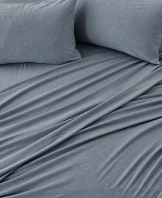 Heathered Melange T-shirt Jersey Knit Cotton Blend 3 Piece Sheet Set, Twin