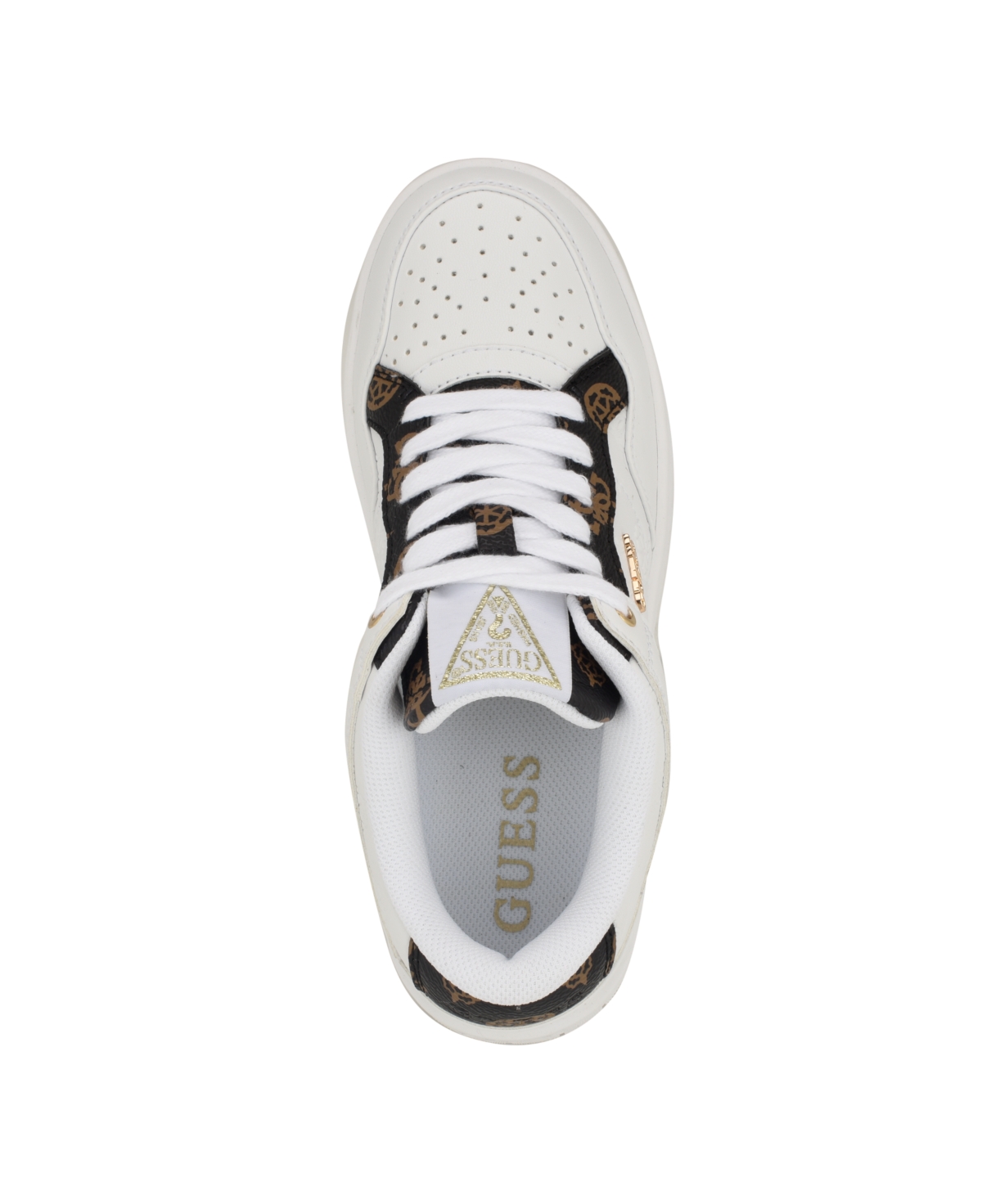 Guess Women's Rubinn Lace-Up Logo Detail Sneakers - White Logo - Manmade