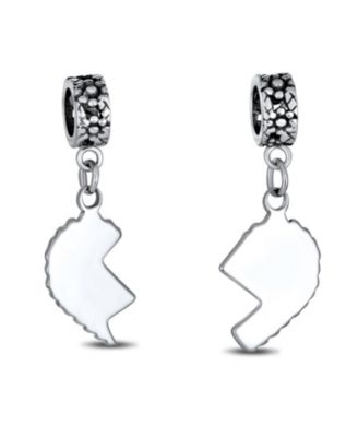 Mom Daughter Puzzle Heart Dangle Charm Bead Sterling Silver for European Bracelet