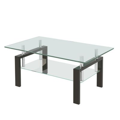 Clear Glass Coffee Table with 2-Tier Design