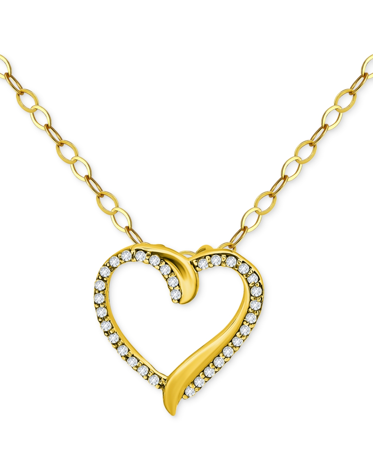 Giani Bernini Cubic Zirconia Open Heart Pendant Necklace In Gold Over Silver, 16" + 2" Extender, Created For Macy' In Multi