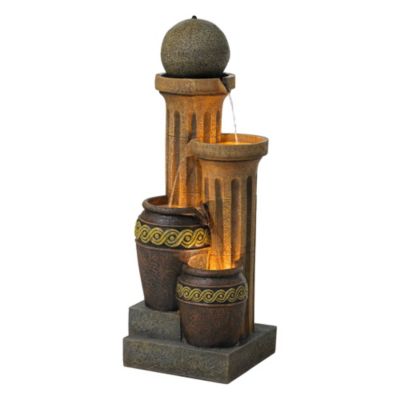 Sphere Jugs and Columns 50" High Large Rustic Indoor Outdoor Decor Faux Stone Floor Fountain with Light LED