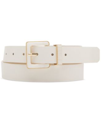Steve Madden - Women's Imitation Pearl Inlay Faux-Leather Belt