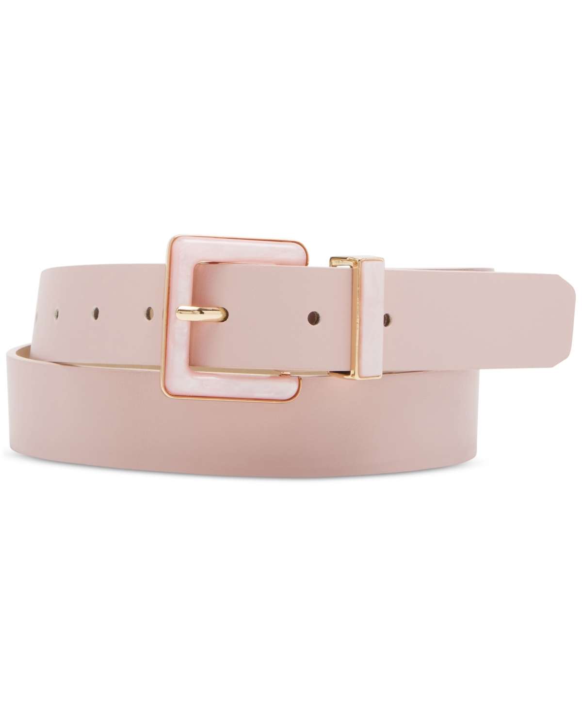 Shop Steve Madden Women's Imitation Pearl Inlay Faux-leather Belt In Pink