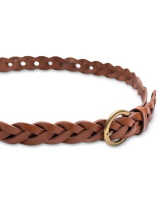 Women's Braided Leather Skinny Belt